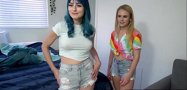  Stepbro gets a hot titty fucking from Jewel Blu and Natalie Knight to judge who has the better rack!